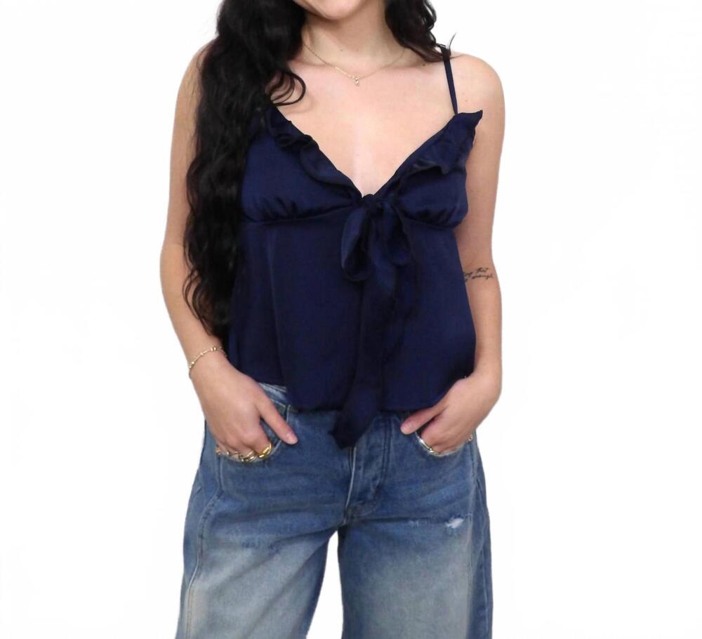 NEW MIMOSA the londyn ruffle camisole top in navy